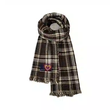 红豆 复古格子温暖休闲百搭礼盒装 定制卡片代写 涤纶 绒线围巾 男女同款情侣款