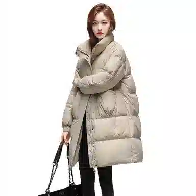 鸭鸭 冬季韩版双层立领时尚休闲保暖加厚中长款羽绒服 女款