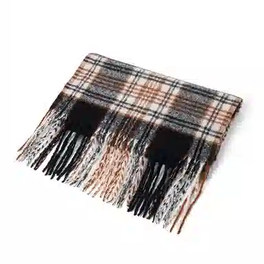 红豆 经典格纹时尚保暖礼盒装 定制卡片代写 涤纶 绒线围巾 男女同款情侣款