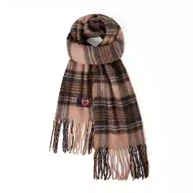 红豆 经典格纹时尚保暖礼盒装 定制卡片代写 涤纶 绒线围巾 男女同款情侣款