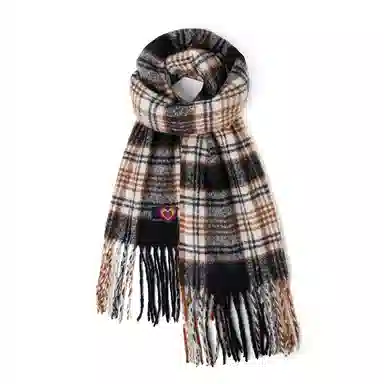 红豆 经典格纹时尚保暖礼盒装 定制卡片代写 涤纶 绒线围巾 男女同款情侣款