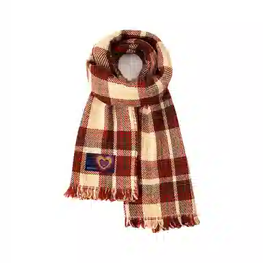 红豆 复古格子温暖休闲百搭礼盒装 定制卡片代写 涤纶 绒线围巾 男女同款情侣款