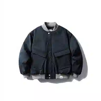 【dme】 复古美式潮牌撞色户外休闲宽松大口袋工装棉衣外套男冬季百搭保暖中性飞行棒球领棉服 男女同款