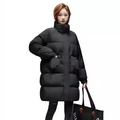 鸭鸭 冬季韩版双层立领时尚休闲保暖加厚中长款羽绒服 女款