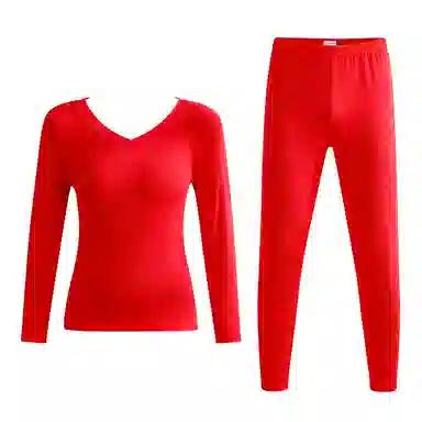 兰缪 桑蚕丝发热绵羊毛蕾丝圆领内衣轻薄修身显瘦高弹服帖亲肤柔软秋衣秋裤保暖套装 女款