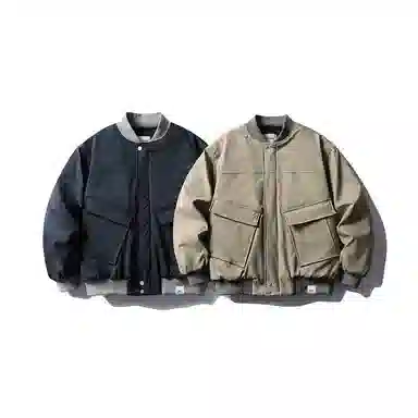 【dme】 复古美式潮牌撞色户外休闲宽松大口袋工装棉衣外套男冬季百搭保暖中性飞行棒球领棉服 男女同款