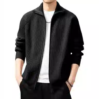 贵色 美式轻熟风双拉链毛线衣开衫休闲翻领保暖针织衫 男女同款