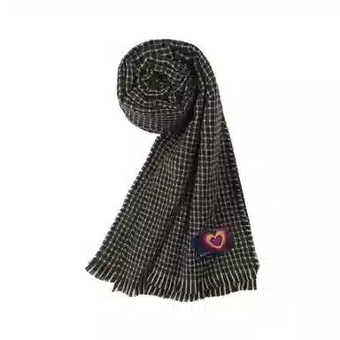 红豆 时尚经典格子图案优雅百搭 涤纶 绒线围巾 男女同款情侣款
