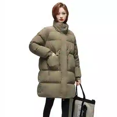 鸭鸭 冬季韩版双层立领时尚休闲保暖加厚中长款羽绒服 女款