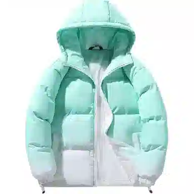 洋气先生 洋气潮牌美式复古基础高颜值渐变设计日常防风保暖抗寒舒适柔软宽松面包服连帽户外通勤无性别主义拉链长袖外套棉服 男女同款