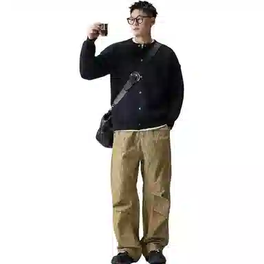 拓菲 外套男高级感秋季小众设计感美式正肩短款开衫针织衫 男女同款