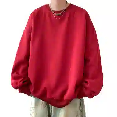 顶峰保罗  美式复古纯色高级设计感休闲大码运动上衣无性别主义直筒宽松百搭简约潮牌圆领卫衣 男女同款