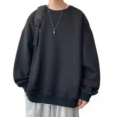 顶峰保罗  美式复古纯色高级设计感休闲大码运动上衣无性别主义直筒宽松百搭简约潮牌圆领卫衣 男女同款
