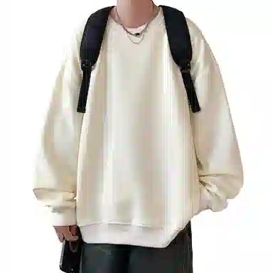 顶峰保罗  美式复古纯色高级设计感休闲大码运动上衣无性别主义直筒宽松百搭简约潮牌圆领卫衣 男女同款