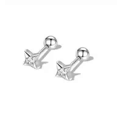 【足银999|洗睡免摘】 极昼 闪耀四芒星 个性简约闪锆潮酷痞帅嘻哈风高级感耳饰 轻奢时尚气质日常通勤百搭 纯银 耳钉 男女同款情侣款