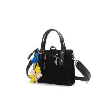 阿玛尼【定制化妆包】小花 黑境星芒 精致 优雅 浪漫  甜美  独特 艺术感 约会  通勤 黑色高定包聚酯纤维