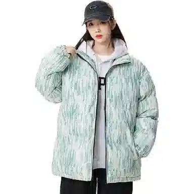 洋气先生 洋气潮牌美式高街高级感扎染设计痞帅防风无性别主义保暖抗寒舒适柔软宽松面包服户外通勤拉链立领长袖外套棉服 男女同款