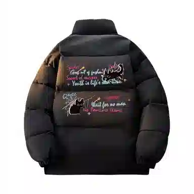 PISYPOX Cartoon Cat Logo Down Jacket