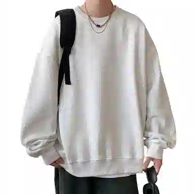 顶峰保罗  美式复古纯色高级设计感休闲大码运动上衣无性别主义直筒宽松百搭简约潮牌圆领卫衣 男女同款