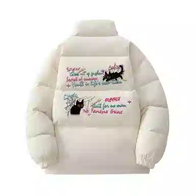 PISYPOX Cartoon Cat Logo Down Jacket