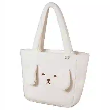 九木杂物社 狗富贵托特包上课通勤 织物 单肩包 常规 男女同款情侣款 象牙白