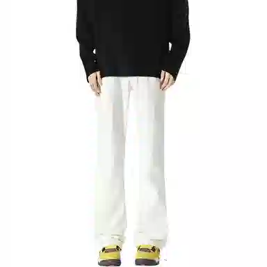 八哥 美式复古高街【弯刀黑牛】简约基础款水洗做旧中腰系带修身纯色直筒阔腿百搭弹力黄泥染薄款微喇牛仔裤 男女同款