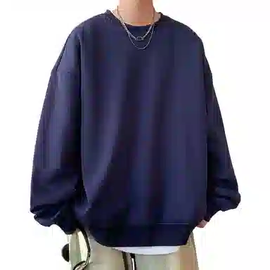 顶峰保罗  美式复古纯色高级设计感休闲大码运动上衣无性别主义直筒宽松百搭简约潮牌圆领卫衣 男女同款