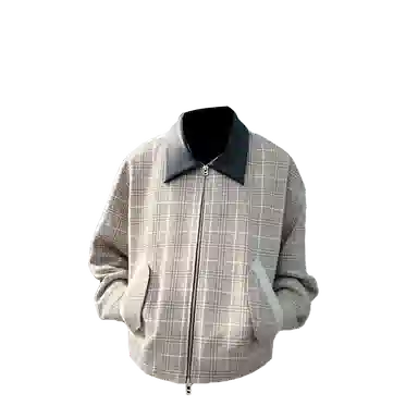 一碗士多  千鸟格撞色翻领格子小众高级设计感无性别主义静默美式复古街头潮流时尚宽松休闲舒适日常城市户外通勤百搭老钱风棒球服 男女同款