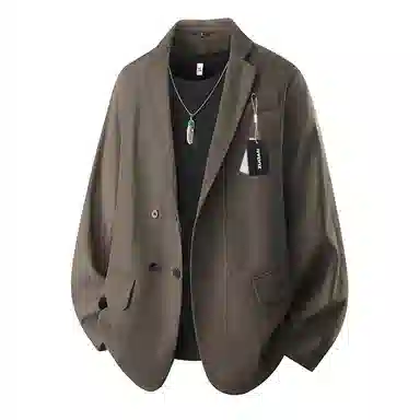 左岸 日系复古休闲西服外套高级感春秋季肌理感条纹褶皱年轻痞帅轻熟风西装 男款