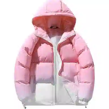 洋气先生 洋气潮牌美式复古基础高颜值渐变设计日常防风保暖抗寒舒适柔软宽松面包服连帽户外通勤无性别主义拉链长袖外套棉服 男女同款