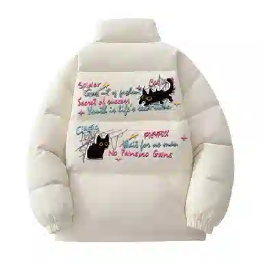 PISYPOX Cartoon Cat Logo Down Jacket