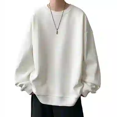 顶峰保罗  美式复古纯色高级设计感休闲大码运动上衣无性别主义直筒宽松百搭简约潮牌圆领卫衣 男女同款