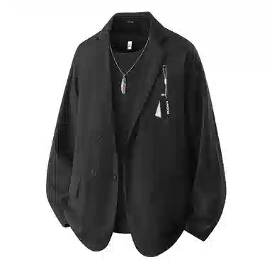 左岸 日系复古休闲西服外套高级感春秋季肌理感条纹褶皱年轻痞帅轻熟风西装 男款