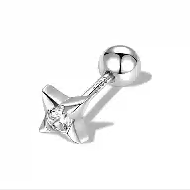 【足银999|洗睡免摘】 极昼 闪耀四芒星 个性简约闪锆潮酷痞帅嘻哈风高级感耳饰 轻奢时尚气质日常通勤百搭 纯银 耳钉 男女同款情侣款