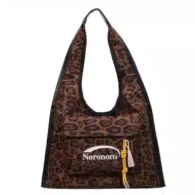 捷朗仕 秋冬季流行豹纹通勤百搭休闲托特包 麂皮 单肩包 女款 棕色/酒红色/绿色/黄棕色