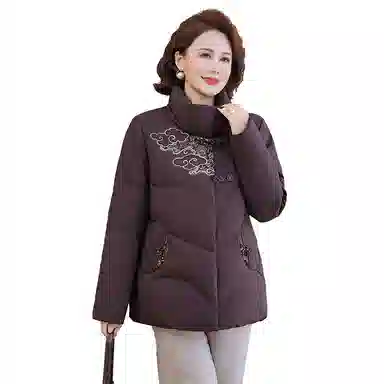 雅鹿 中老年妈妈装立领加厚羽绒服 女款