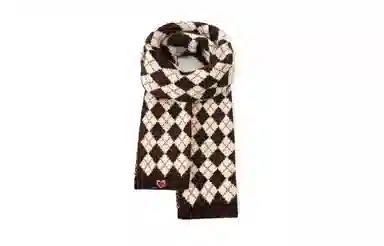 红豆 经典针织复古格纹百搭柔软礼盒装 涤纶 绒线围巾 男女同款情侣款