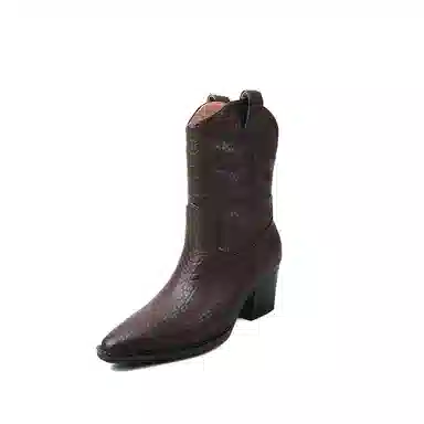 hankermeet Elephant Pattern Mid Heel Boots