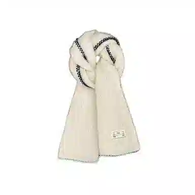 恩僾德 高级氛围感软糯缝边针织加厚保暖显白 聚酯纤维 绒线围巾 男女同款情侣款