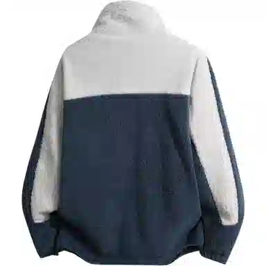 大卫贝肯 美式高街字母刺绣简约百搭撞色软糯羊羔绒加绒加厚保暖防寒宽松休闲舒适慵懒高级感拉链绒感外套 男女同款