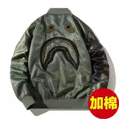 沐诚阳译 潮牌刺绣外套男女学生宽松痞帅飞行员秋冬加厚棒球服棉服夹克 男款