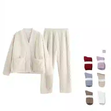 同语 新款睡衣女秋冬款珊瑚绒加绒家居服春秋季女法兰绒套装秋冬珊瑚绒 可外穿加厚睡衣 学生宿舍 家居套装 女士