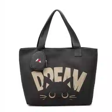 伊曼家 通勤时尚简约字母印花设计 帆布 托特包单肩包 女款 卡其色/焦糖色/米灰色/黑茶色