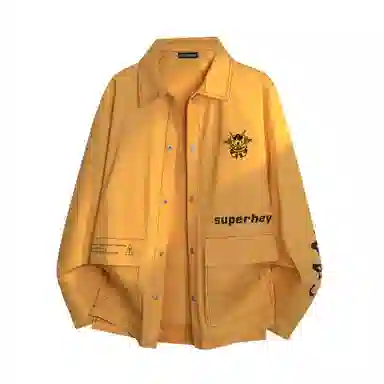 大卫贝肯 美式百搭复古高街大口袋设计日常通勤宽松翻领落肩长袖衬衫 男女同款