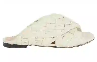 Bottega Veneta Flat Slide Sandals White