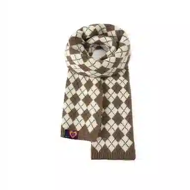 红豆 经典针织复古格纹百搭柔软礼盒装 涤纶 绒线围巾 男女同款情侣款