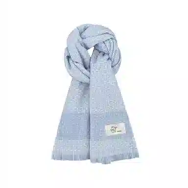 恩僾德 高级氛围感盐系蓝色小熊保暖护颈加厚 聚酯纤维 绒线围巾 男女同款情侣款
