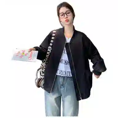 邦固依品 休闲外套女春秋款宽松显瘦长袖小个子洋气百搭短款棒球服开衫夹克 女款