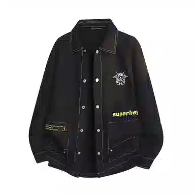 大卫贝肯 美式百搭复古高街大口袋设计日常通勤宽松翻领落肩长袖衬衫 男女同款