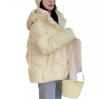 兰缪 白鸭绒蓬松保暖短款冬季时尚高级感简约日常通勤潮流百搭设计感宽松闺蜜装厚外套羽绒服 女款